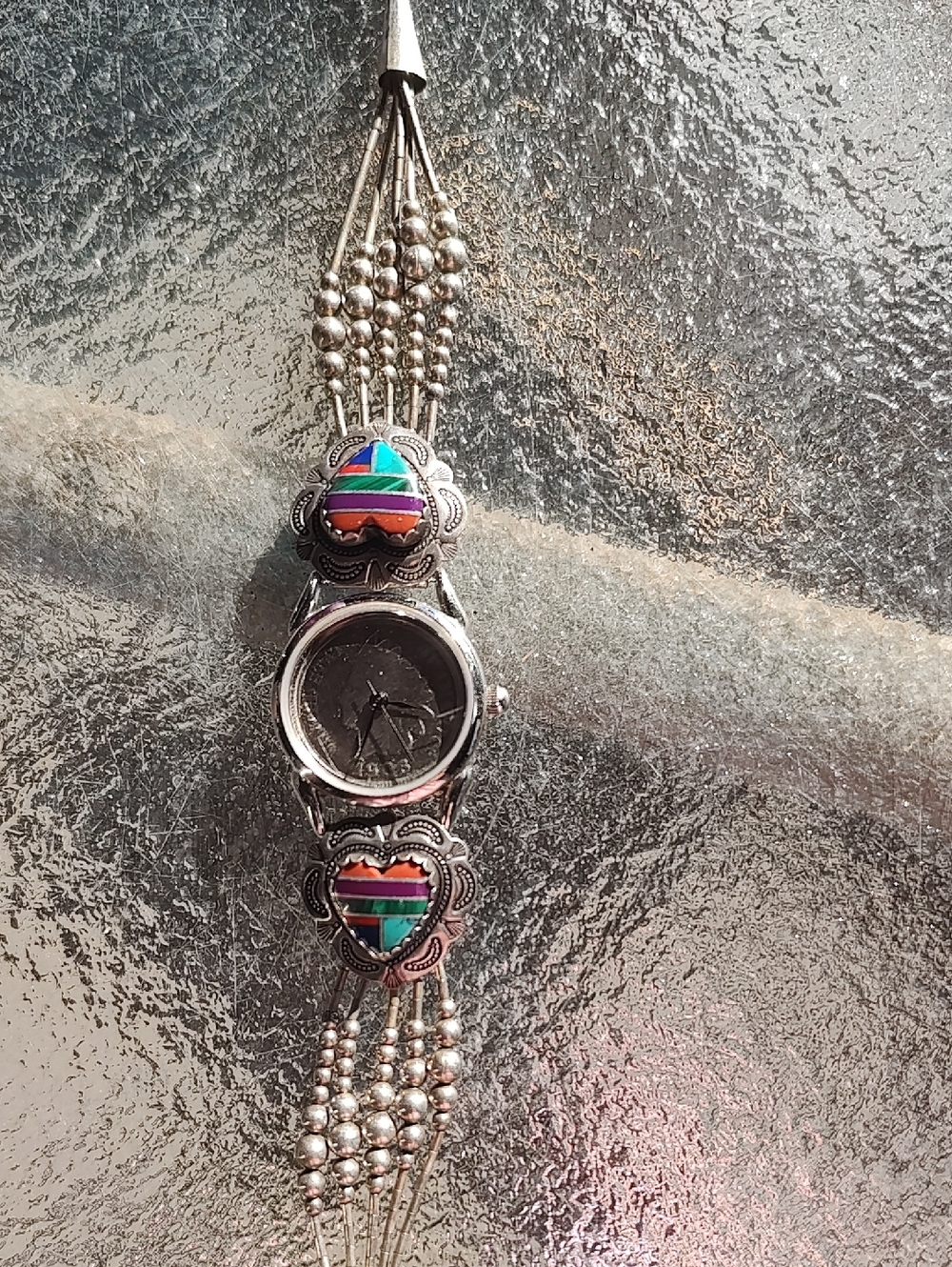 Sterling Silver Watch Band With Multiple Gemstones